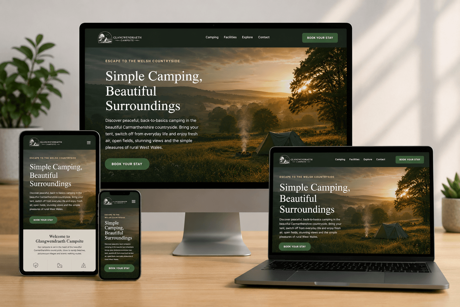 Glangwendraeth Campsite website design